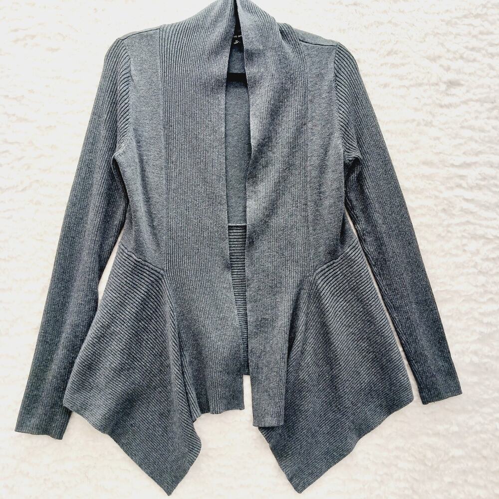 Kimono Cardigan Open Gray Sharkbite Boho Lagenlook Minimalist Old Money Size M